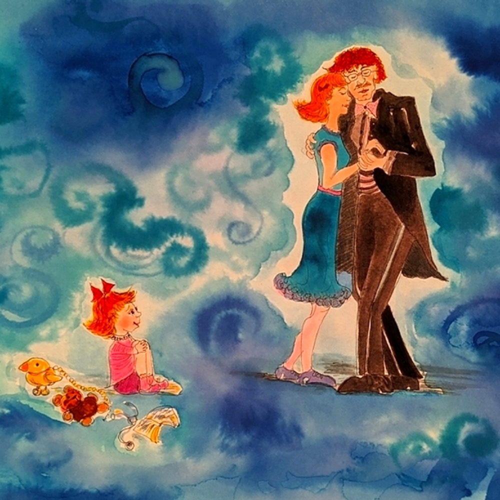 Original One Of A Kind  signed Watercolor: "I remember when they used to dance"